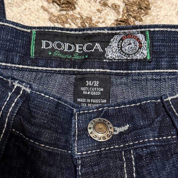 Vintage Dodeca Baggy Jeans Size 33x32 Wide Leg Y2K Southpole Style Dark Wash - Picture 5 of 5